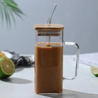 Aesthetic Mug With Wooden Lid & Straw - Coffee Beat