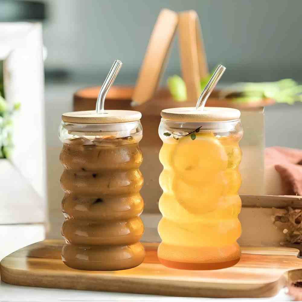 Aesthetic Pinterest Mug With Wooden Lid & Straw - Coffee Beat