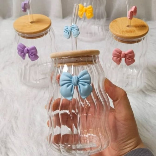 Aesthetic Bow Pinterest Glass Mug With Wooden Lid