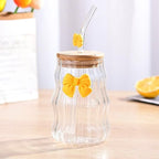 Aesthetic Bow Pinterest Glass Mug With Wooden Lid